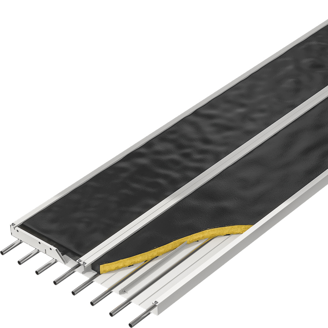 Zehnder-RHC-ZFP-600-8-smooth-mineral wool shrink-wrapped in foil.tif Zehnder, Anlage GRM, Global, RHC, Ceiling Panels, CP, DSP, ZFP, rendering, detail, 600/8, smooth, thermal insulation, self-welded in foil