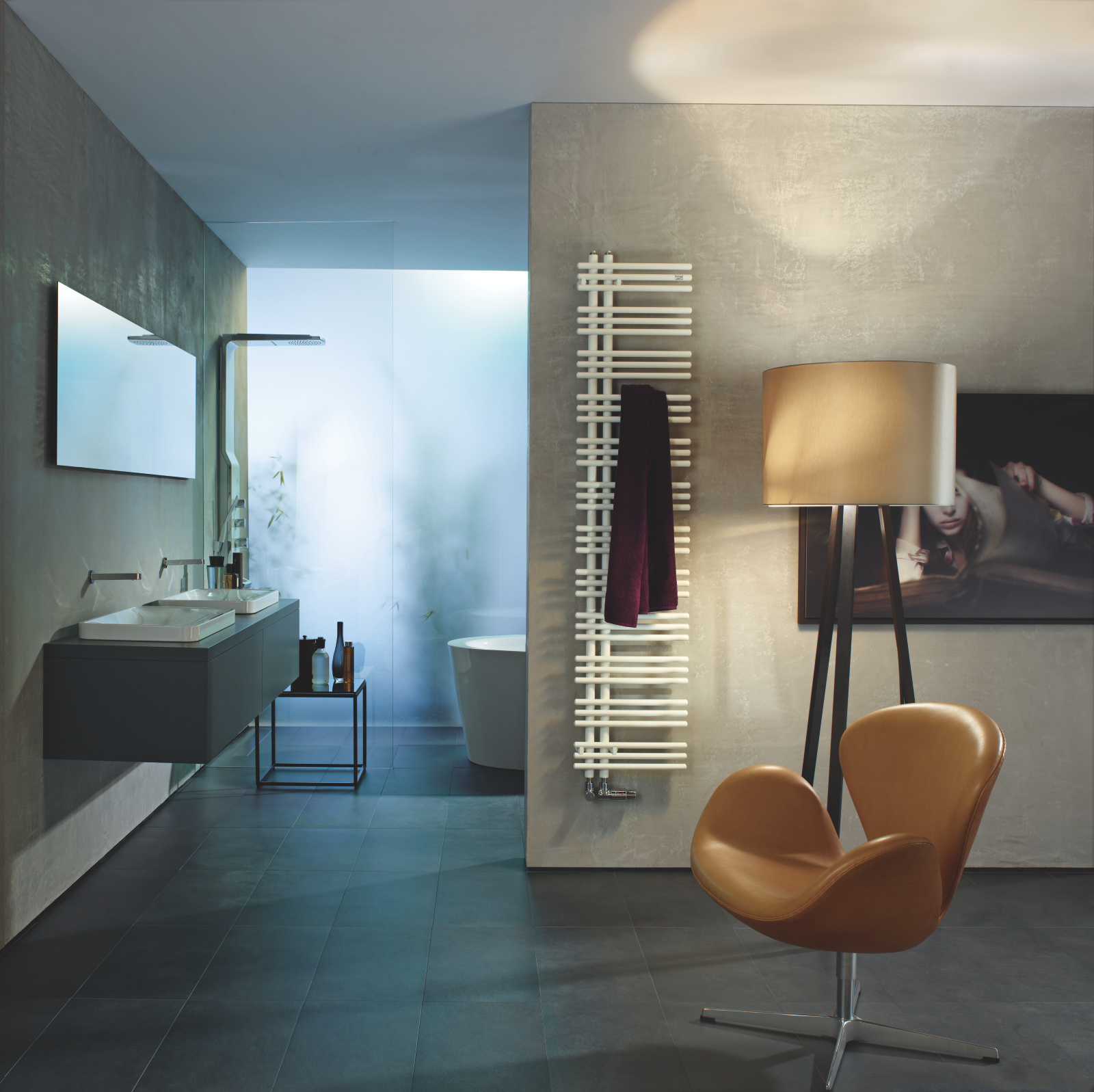 Cut-Out Zehnder Yucca Asym Decorative radiator Front view