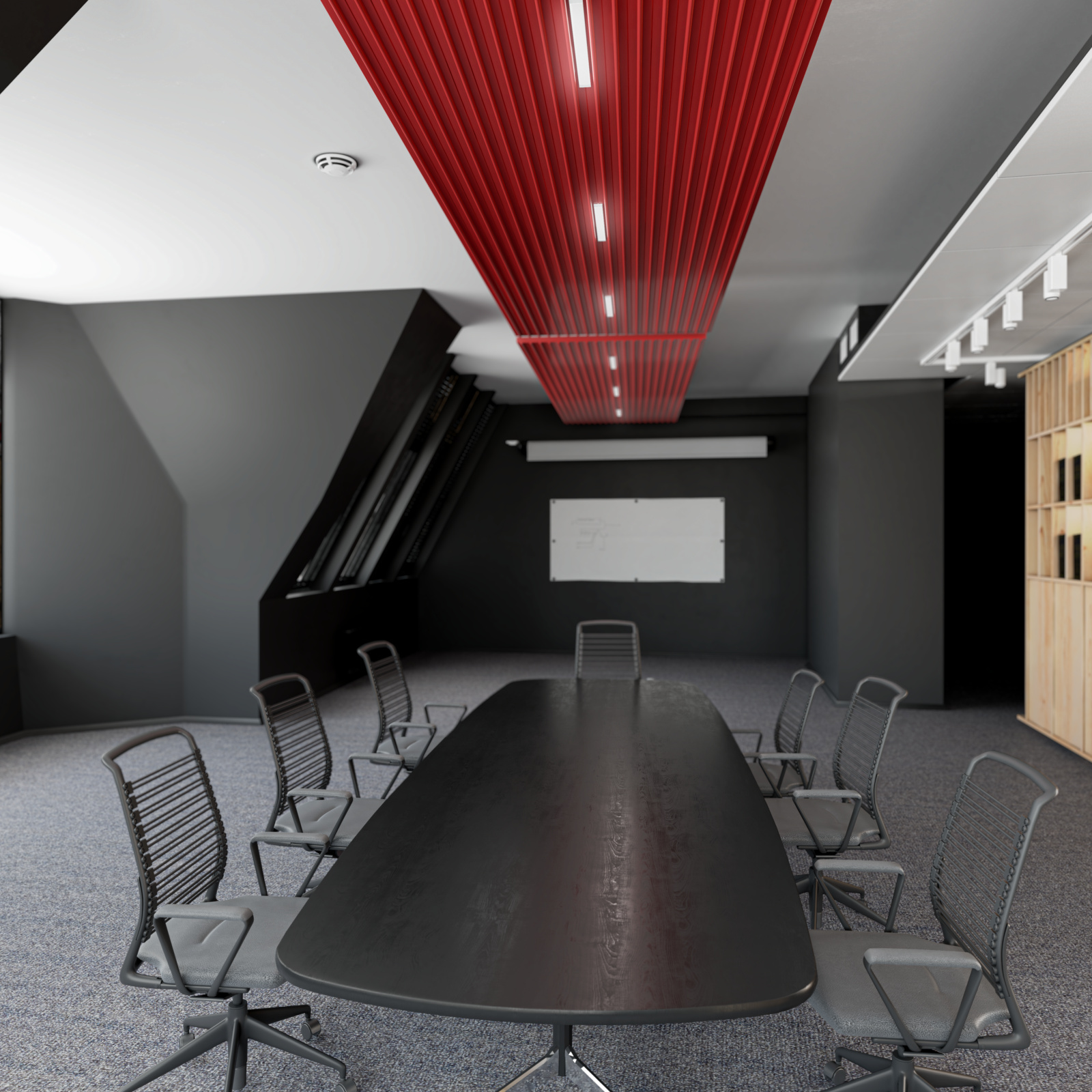 ZFP Urban, Office Space, Black Interior, Rubyred, with light on Urban,