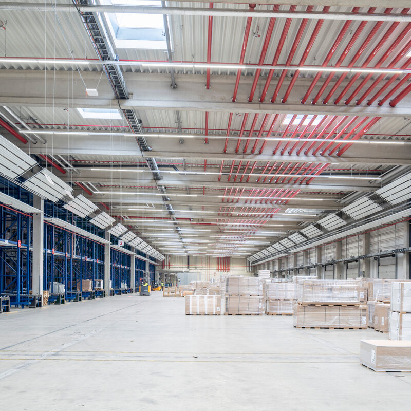 ZIP, radiant ceiling panel, reference, IKEA, Salzgitter, industrial hall, hall, warehouse, production hall