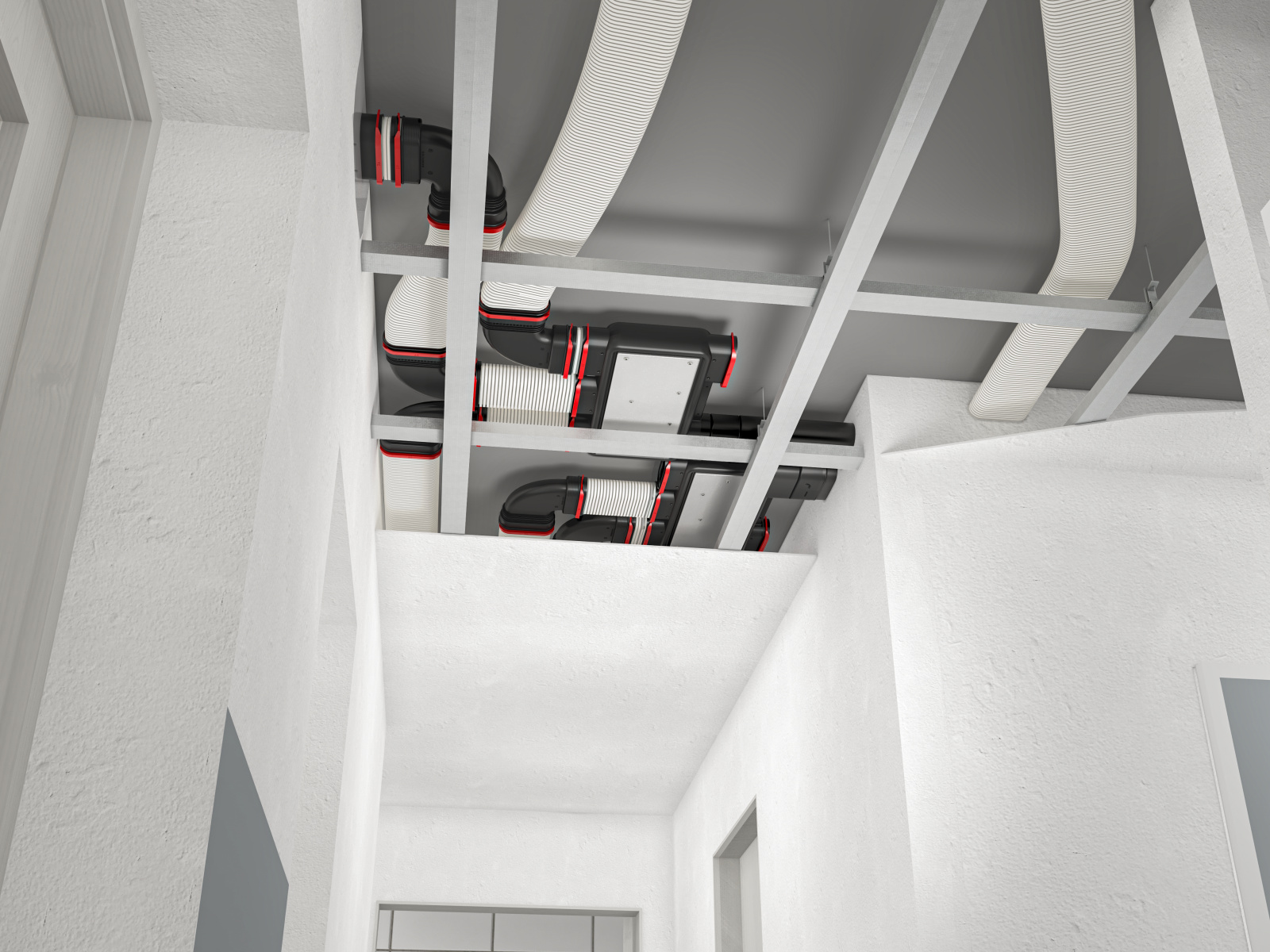 Belüftung braucht Platz Verlegung von Deckenkanälen und Einbau einer Lüftungsanlage, wofür bei einer umfassenden Renovierung Platz benötigt wird