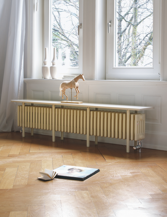 Rendering Zehnder Charleston Bench Decorative radiator Front view