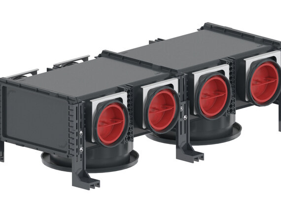 Cut-Out Zehnder ComfoCube Flex Comfortable indoor ventilation Angled view