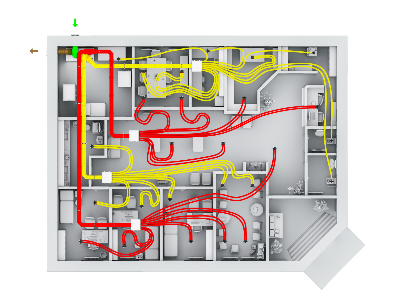 Rendering Zehnder Silvertop Comfortable indoor ventilation Top view