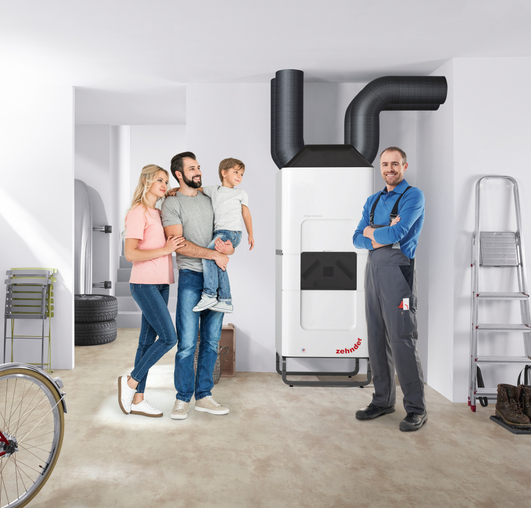 Rendering Zehnder ComfoClime Q Comfortable indoor ventilation Top view