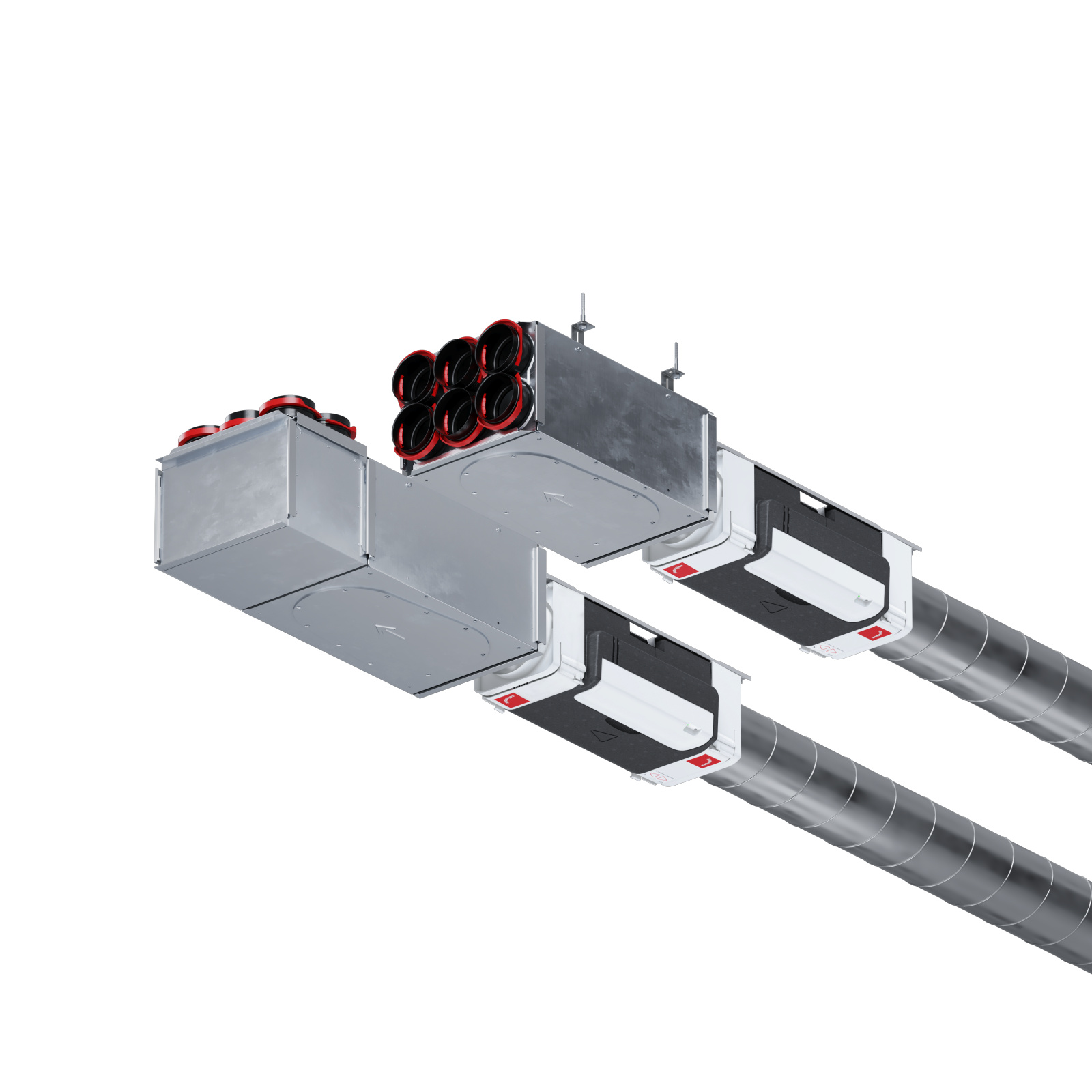 Rendering Zehnder ComfoVar Aero Comfortable indoor ventilation Angled view