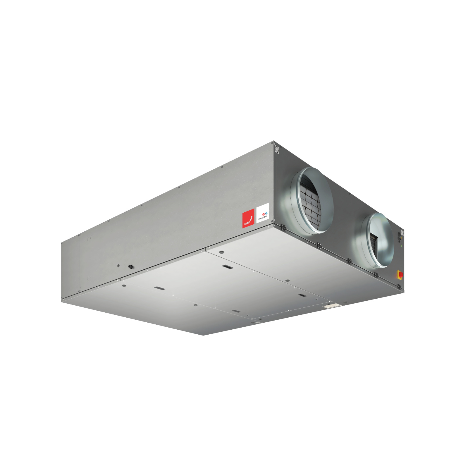 Zehnder_Caladair_CSY_Flatpower2500_Cutout_Below2_Persp Cut-Out Zehnder Flatpower Comfortable indoor ventilation Angled view