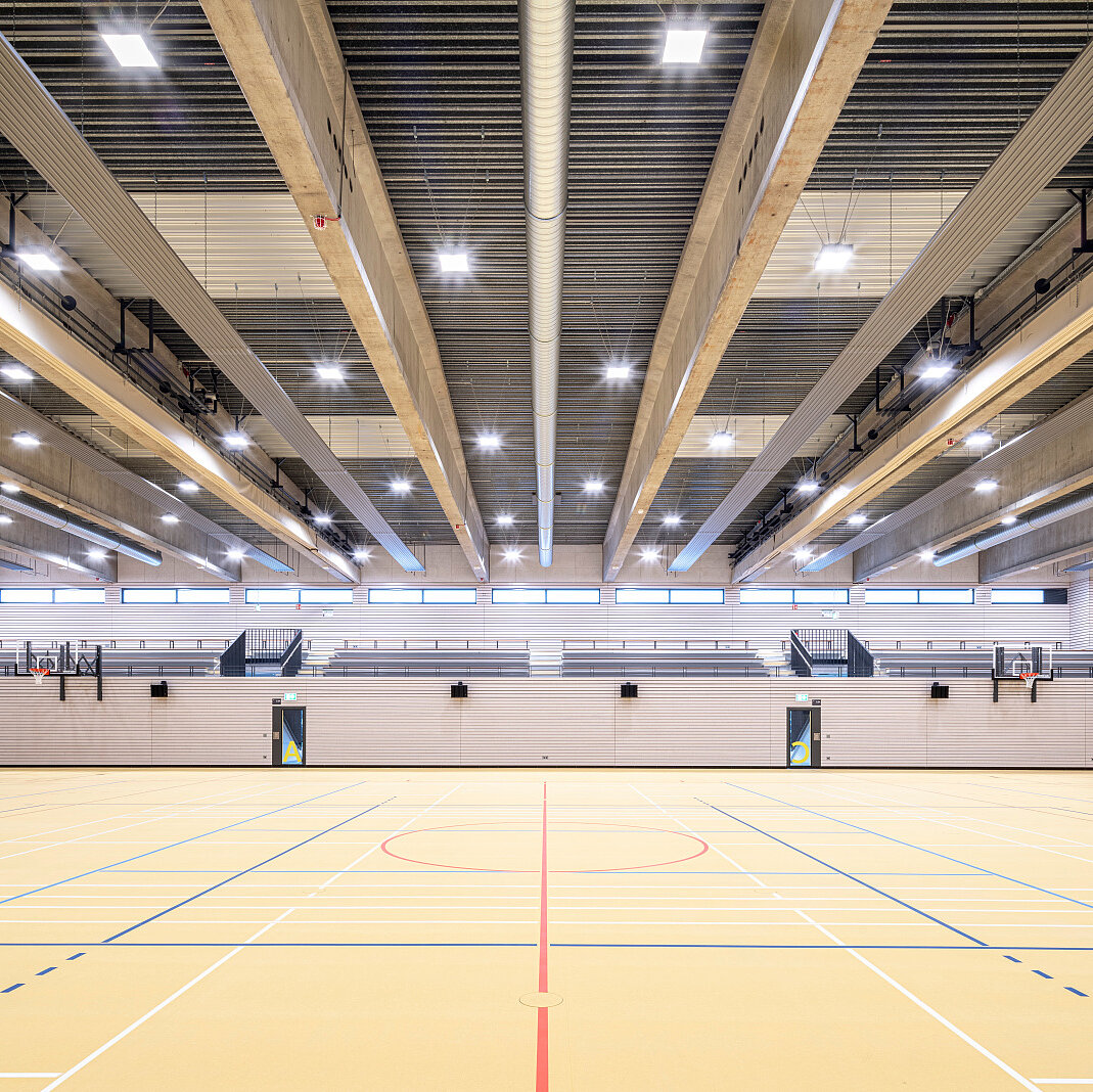 Zehnder ZFP, RHC, CP, Ceiling Panel, Zehnder, Reference, sports hall, foyer, Riedhalle, Steinheim an der Murr