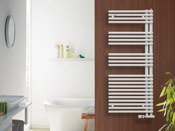 Rendering Zehnder Forma Spa Decorative radiator Angled view
