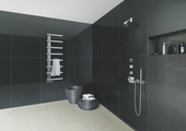 shower, bathroom, 50 mm, bottom connection at the header tubes,
bottom left connection,Front view,generous spacing,Global,Hot
water operation,Milieu,open access from both sides,RAD,
Stainless steel,Tubular radiator,version right, Studio Collection, without stamp