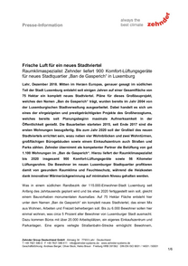 Climos-200, Novus-300, Luxemburg, Presse-Info, Stadtquartier, Ban de Gasperich