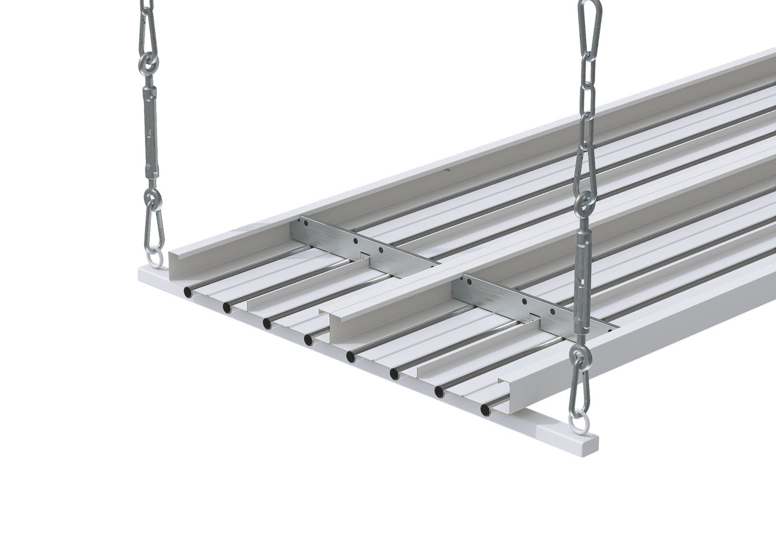 Zehnder, Anlage GRM, Global, RHC, Ceiling Panels, CP, DSP, ZFP, rendering, assembly, 600/8, smooth, suspension axle, top view