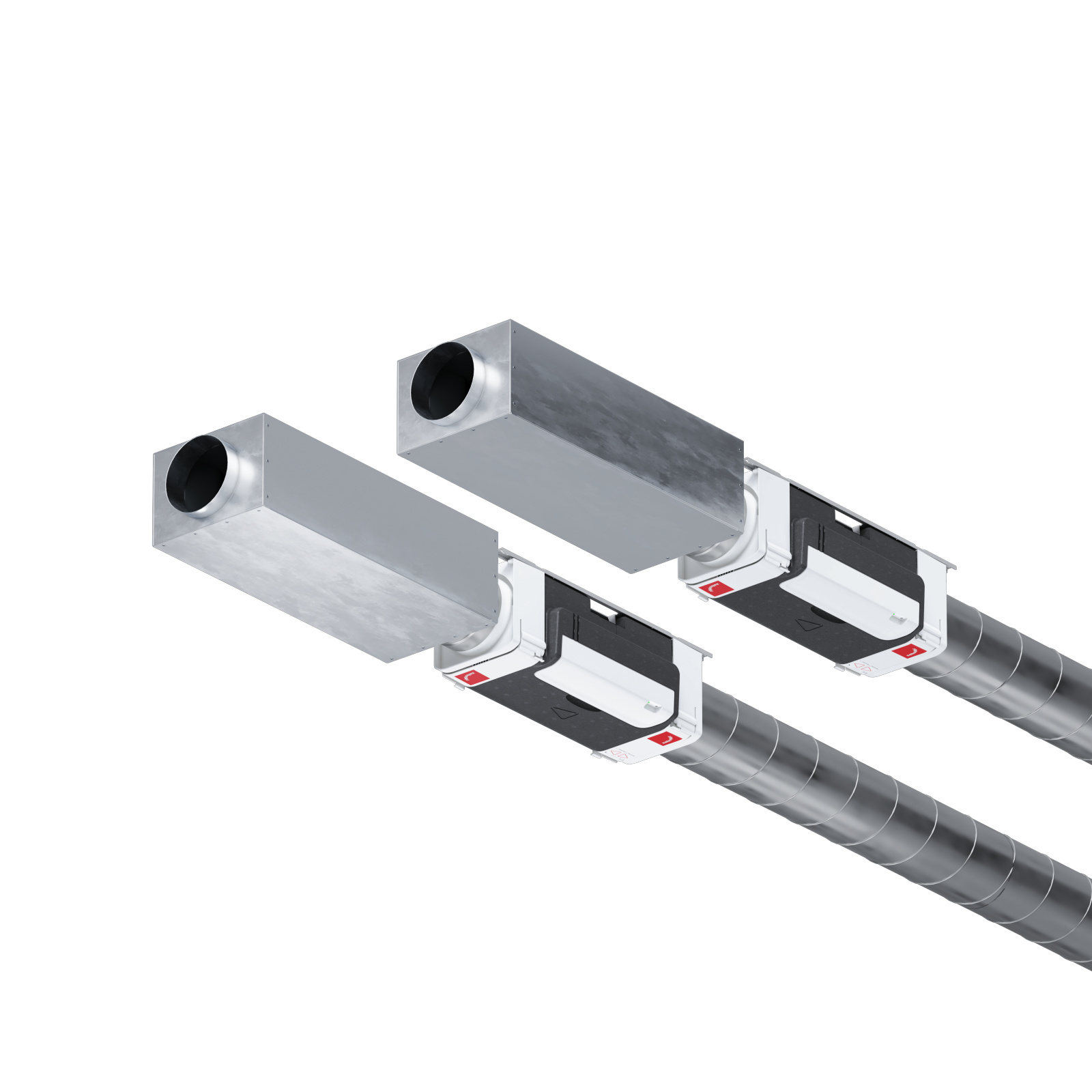 Rendering Zehnder ComfoVar Aero Comfortable indoor ventilation Angled view