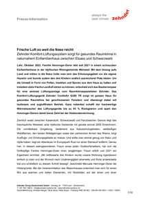 ComfoAir-Q, Weisweil, Rheingemeinde, Presse-Info