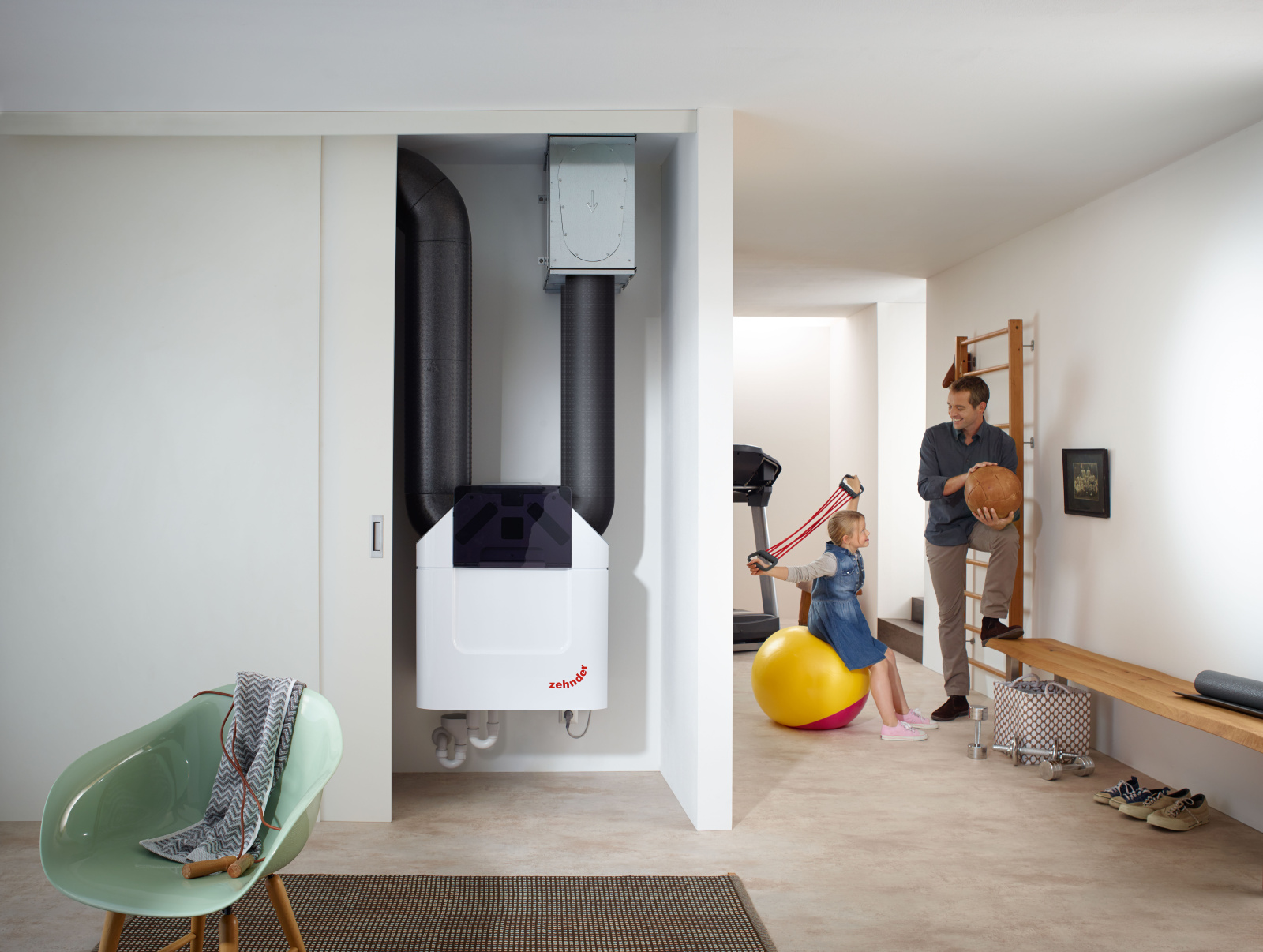 Rendering Zehnder ComfoPipe Plus Comfortable indoor ventilation