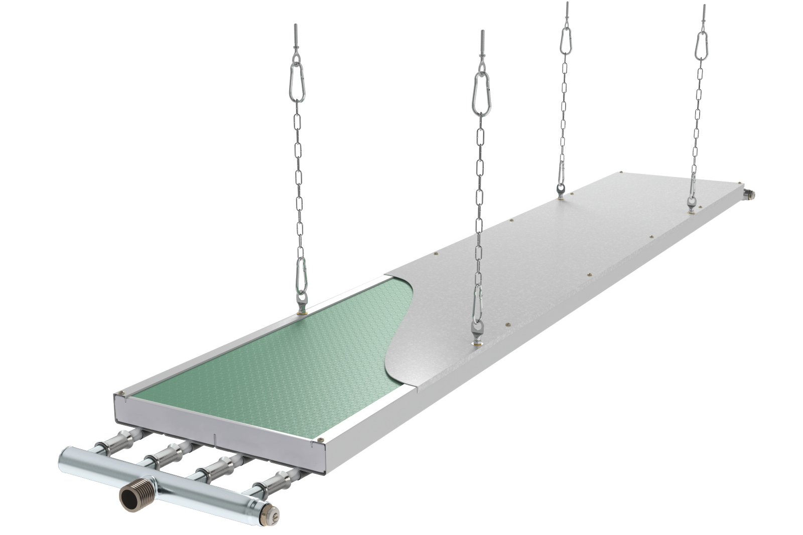 Zehnder_RHC_ZIP_Feuchtraum_Pressverbindung_Gliederkette_verzinkt Cut-Out Zehnder ZIP Heating and cooling ceilings Rear view