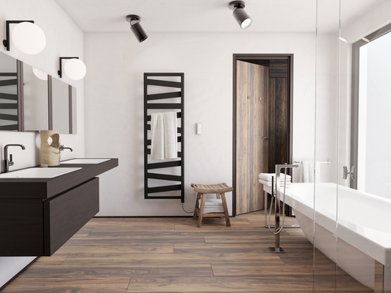 Zehnder_RAD_Ribbon-EL_160-50_BlackMatt_IHD_milieu_bathroom Rendering Zehnder Ribbon Decorative radiator