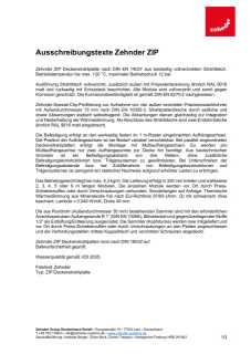 Ausschreibungstexte Deckenstrahlplatte Zehnder ZIP